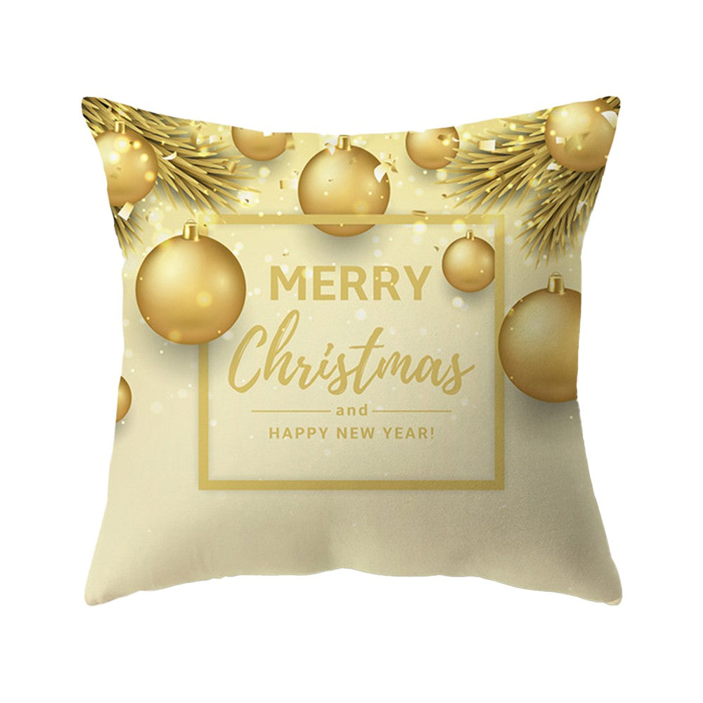4Pcs 45x45cm Christmas Printed Pillow Case Sofa Throw Pillowcase Cushion Cover - Gold Series