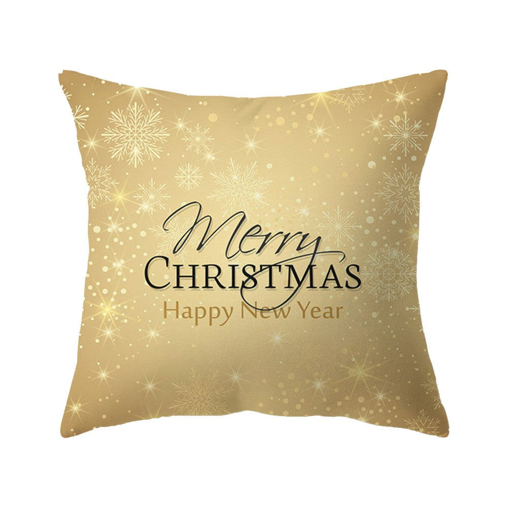 4Pcs 45x45cm Christmas Printed Pillow Case Sofa Throw Pillowcase Cushion Cover - Gold Series