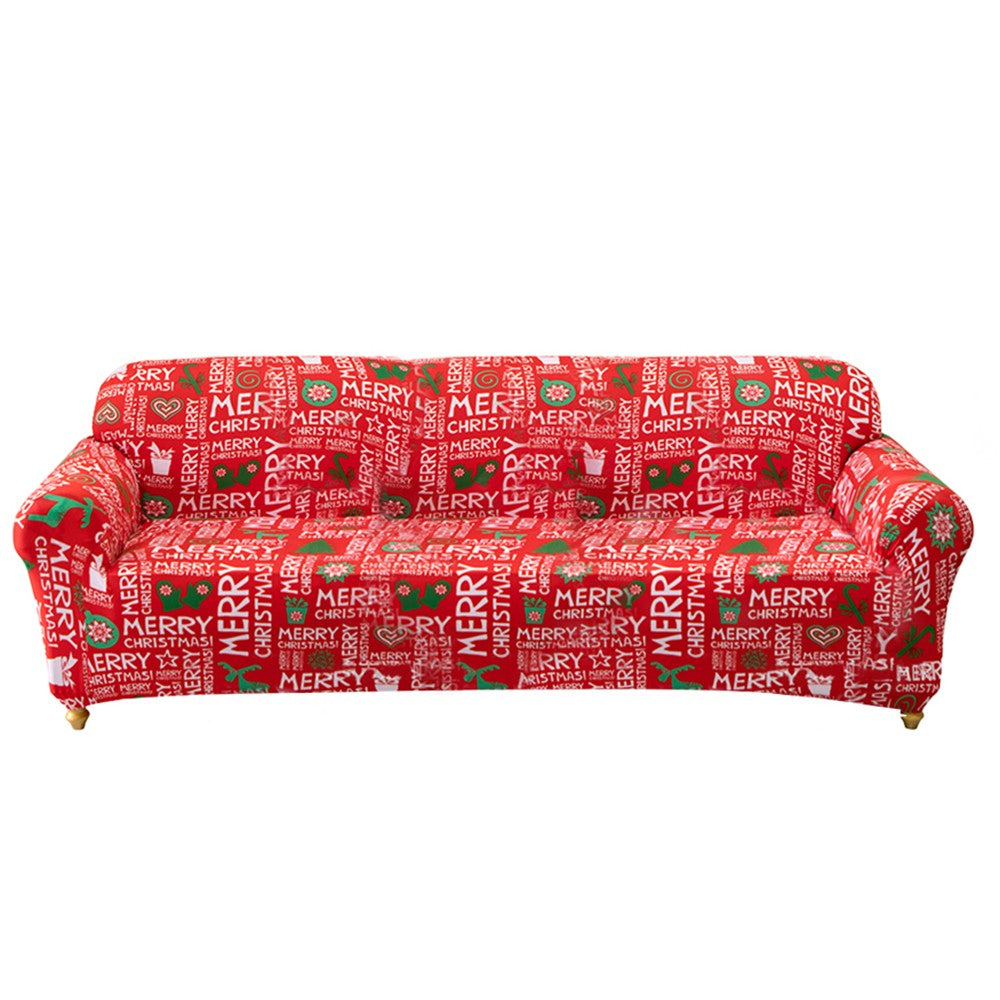For 3-Seater Christmas Theme Stretch Sofa Cover Couch Cover Slipcover - Style 1
