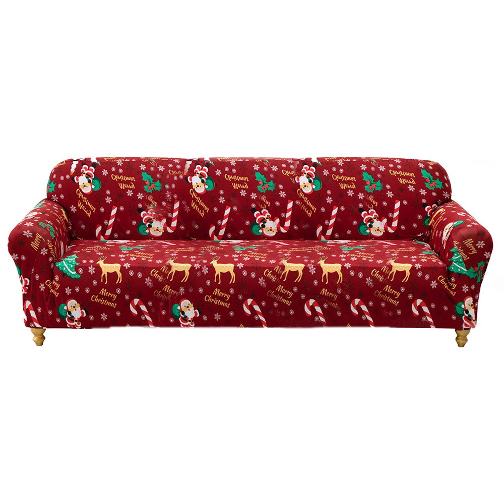 For 3-Seater Christmas Theme Stretch Sofa Cover Couch Cover Slipcover - Style 2