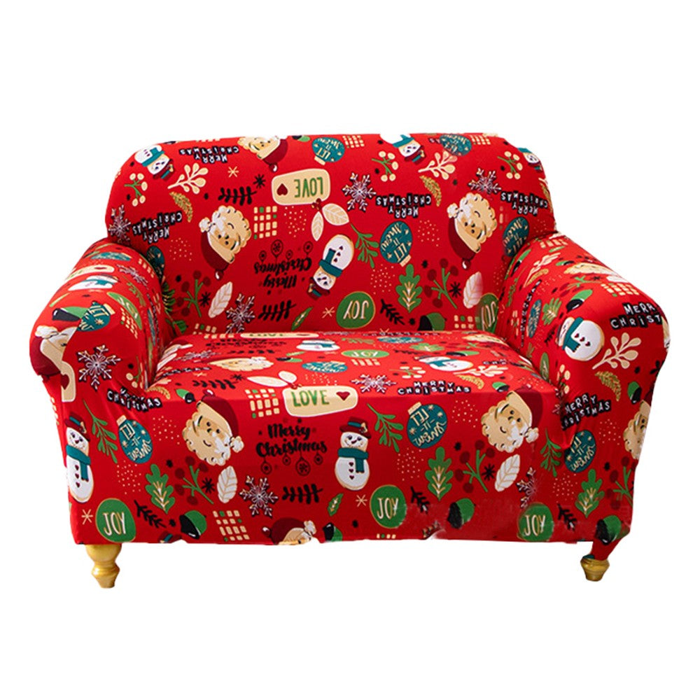 For 1-Seater Christmas Theme Stretch Sofa Cover Couch Cover Slipcover - Style 3