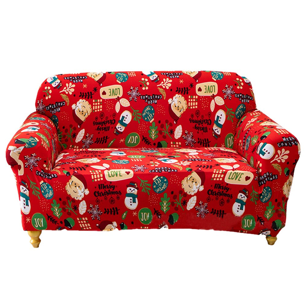 For 2-Seater Christmas Theme Stretch Sofa Cover Couch Cover Slipcover - Style 3