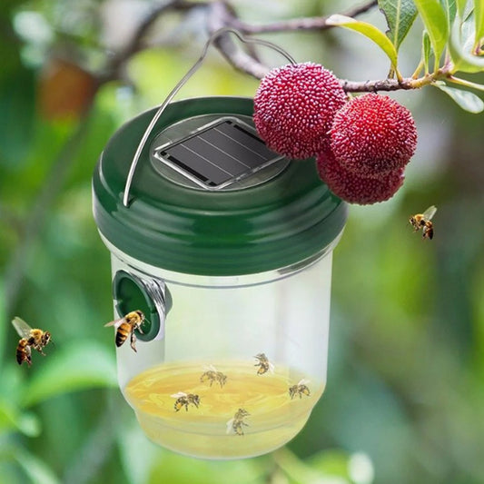 4Pcs Solar Powered Wasp Trap Reusable Outdoor Hanging Fly Trap Catcher