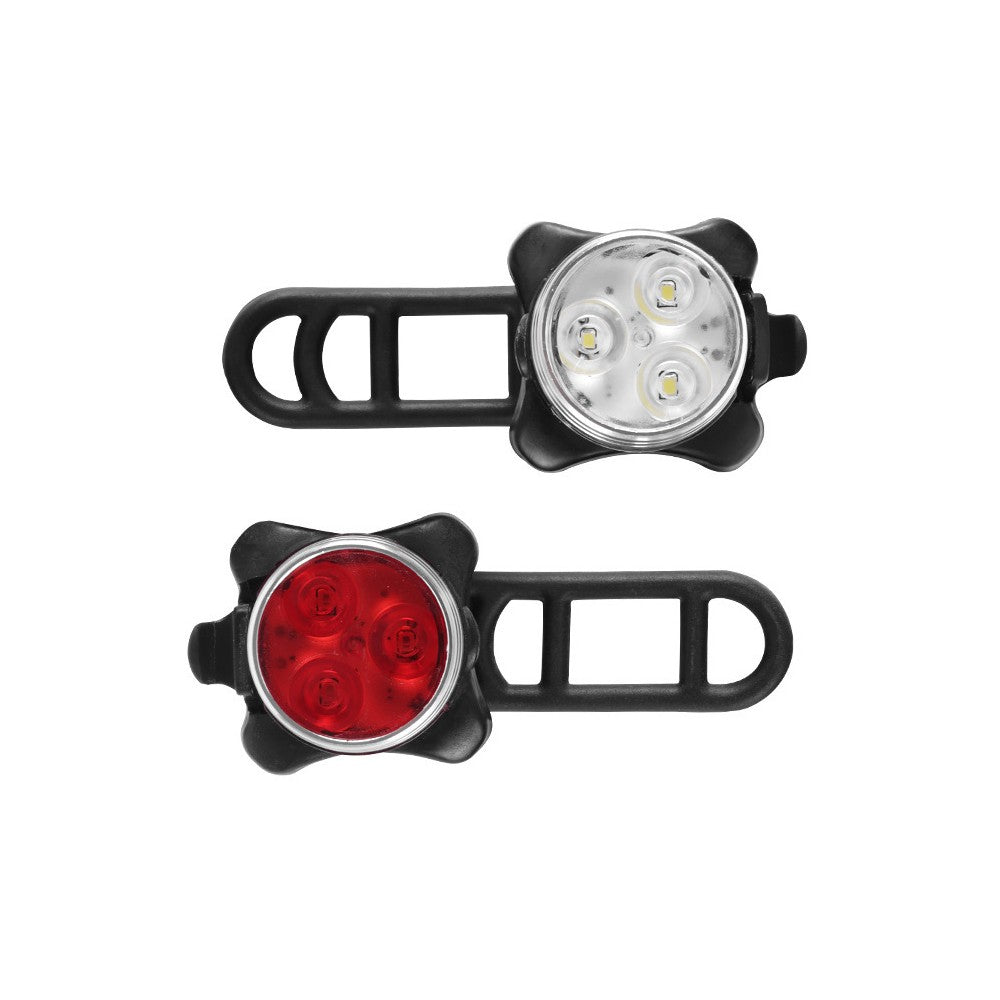 1 X USB Rechargeable Bike Light Set Bicycle Front Headlight and Rear Lights with 4 Light Mode