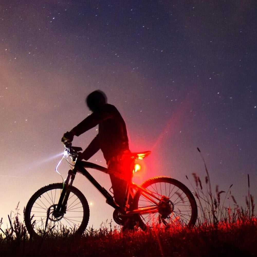 1 X USB Rechargeable Bike Light Set Bicycle Front Headlight and Rear Lights with 4 Light Mode