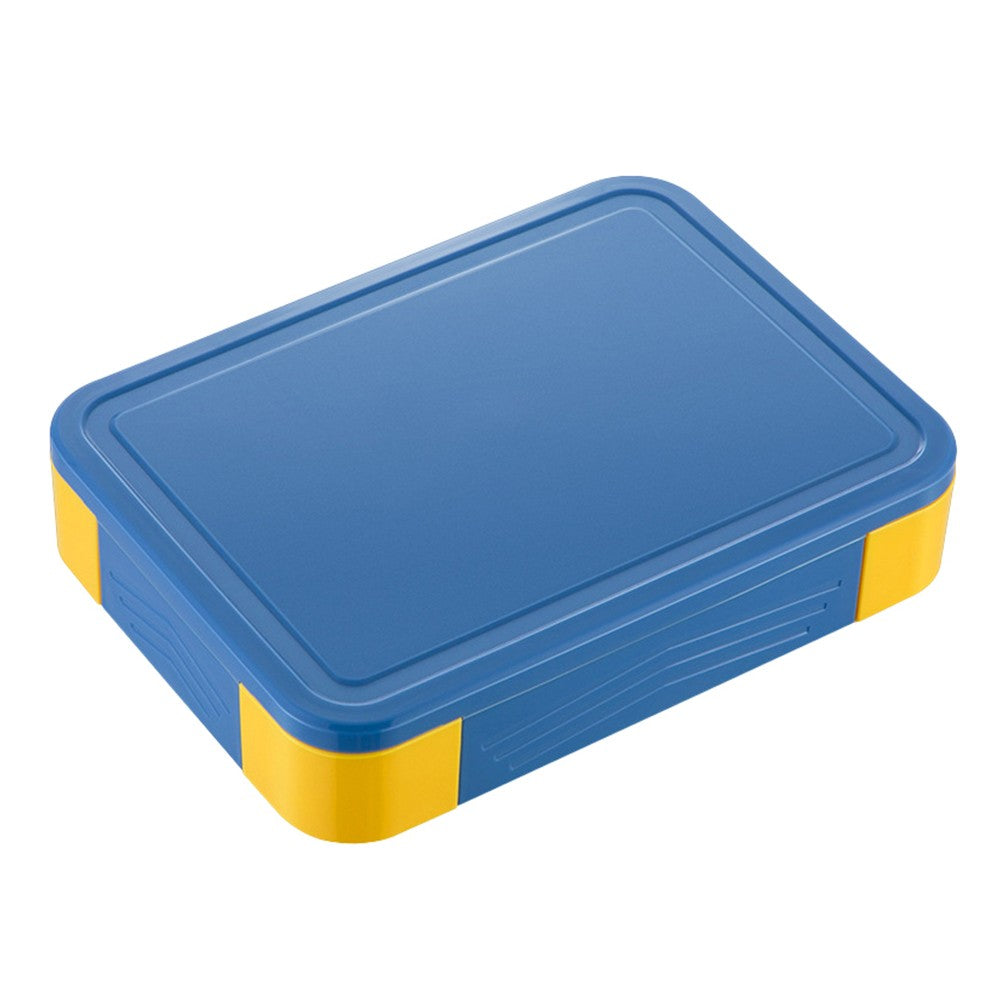 1Pc Divided Compartments Bento Box Leakproof Lunch Box with Spoon and Fork - Blue