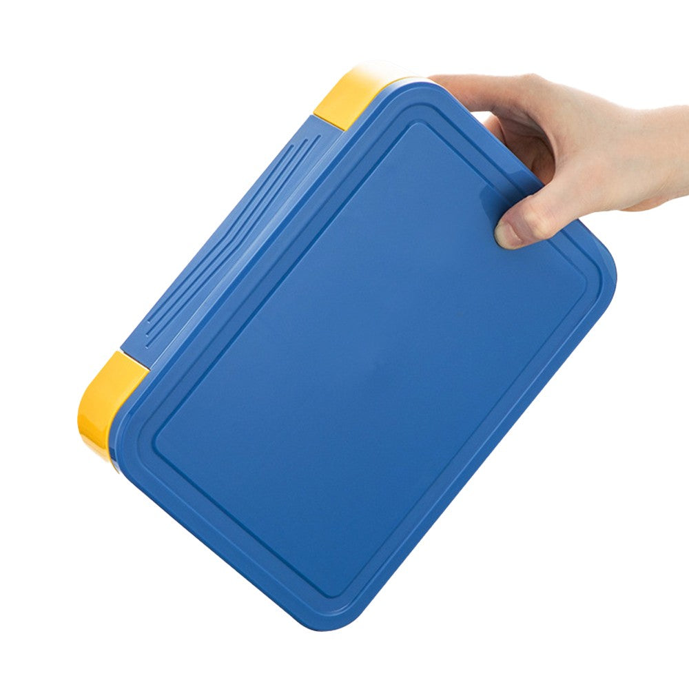 1Pc Divided Compartments Bento Box Leakproof Lunch Box with Spoon and Fork - Blue