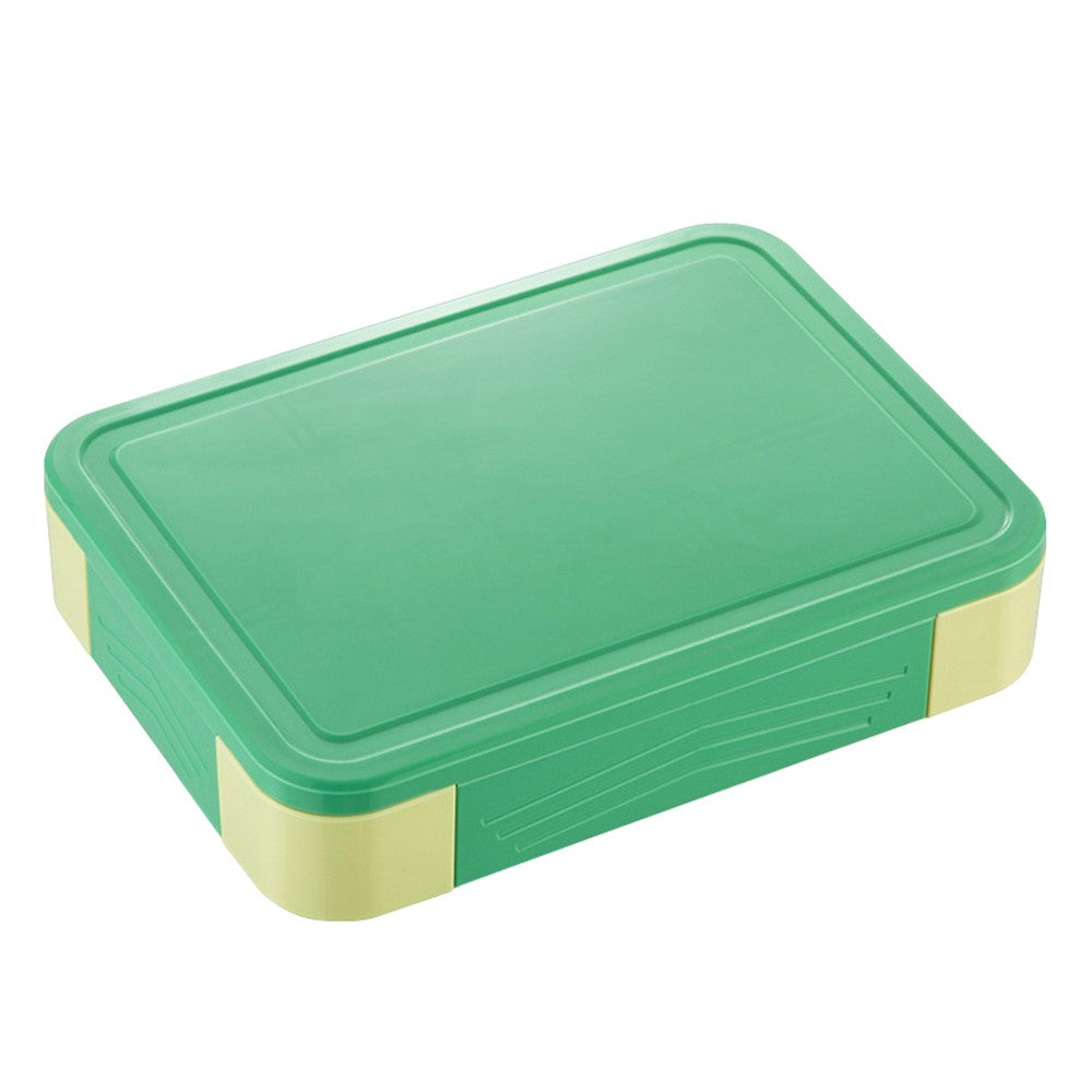 1Pc Divided Compartments Bento Box Leakproof Lunch Box with Spoon and Fork - Green