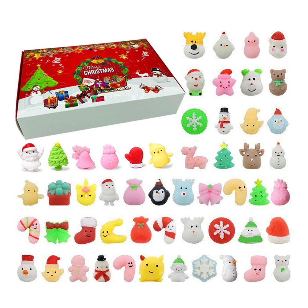 2Pcs Christmas Advent Calendar 24 Days Countdown Calendar Kids Rubber Fidget Toys