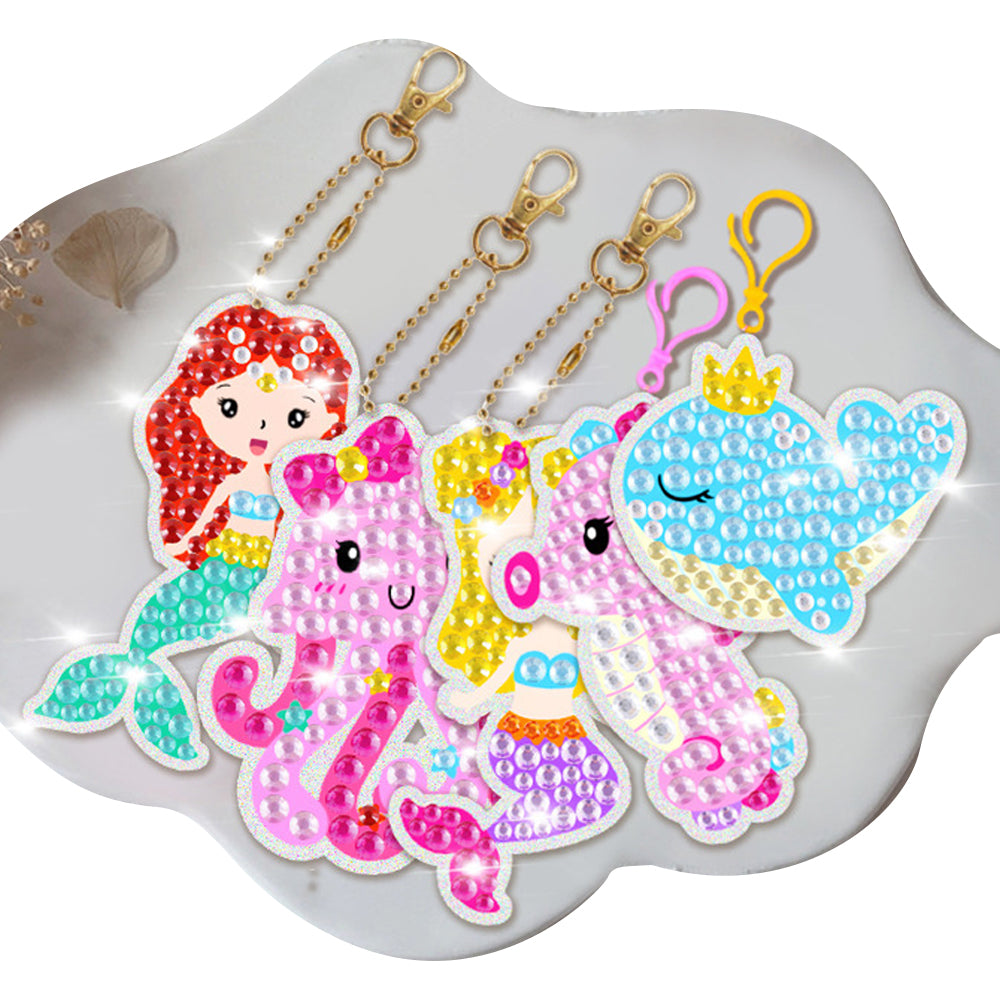 2 X DIY Mermaid Rhinestone Painting Keychain Unicorn Rhinestone Painting Kit