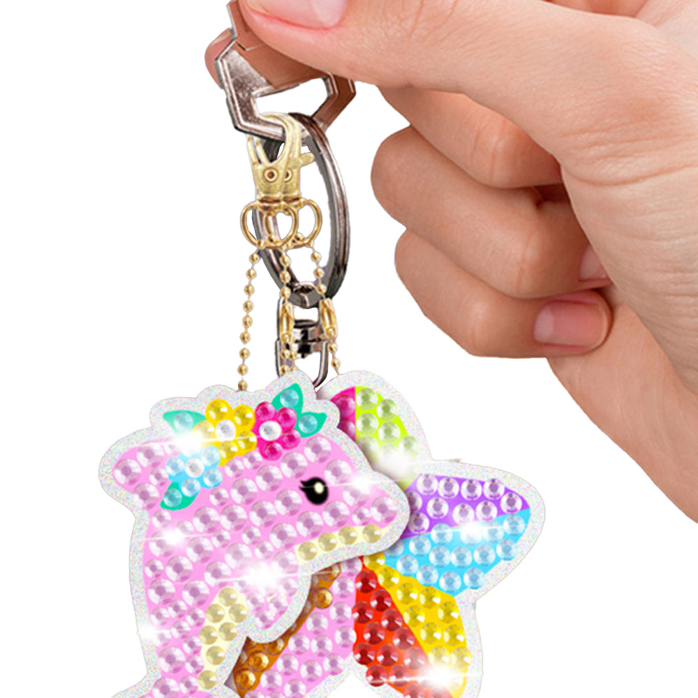 2 X DIY Mermaid Rhinestone Painting Keychain Unicorn Rhinestone Painting Kit