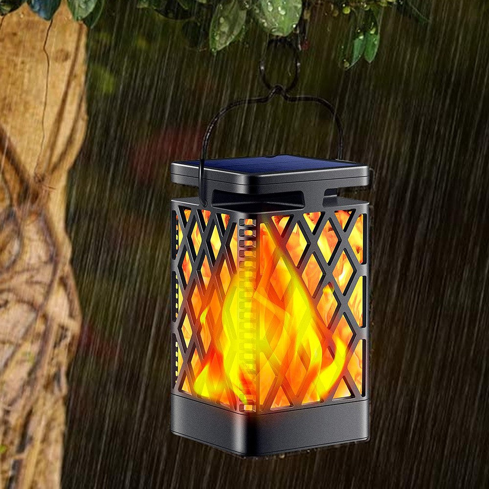 Flickering Flame Lantern Diamond Cutout Pattern s Solar Outdoor Wall Lights