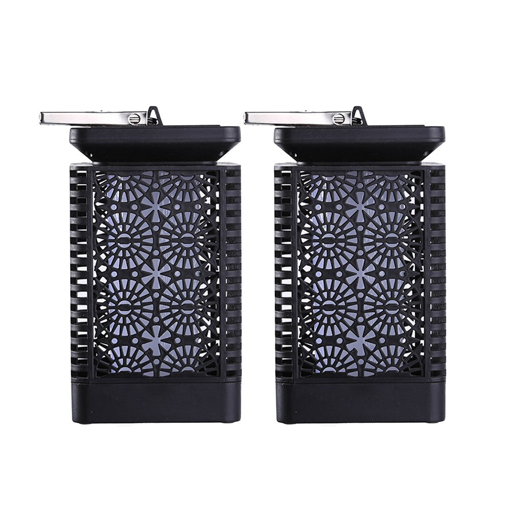 2xFlickering Flame Lantern Circular Cutout Pattern Decorative Solar Lights