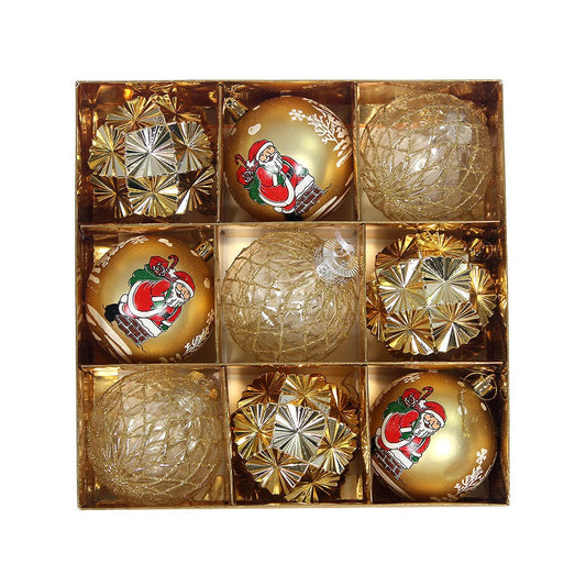 9Pcs Christmas Tree Hanging Balls Decorations Baubles Party Ornaments - Gold