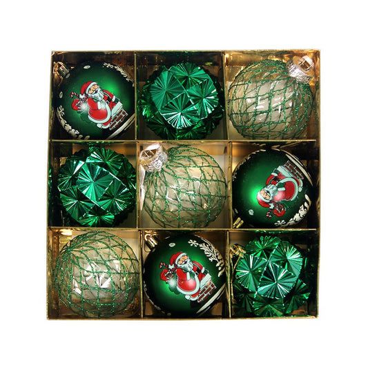 9Pcs Christmas Tree Hanging Balls Decorations Baubles Party Ornaments - Green