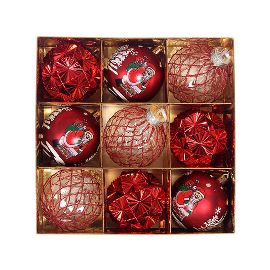 9Pcs Christmas Tree Hanging Balls Decorations Baubles Party Ornaments - Red