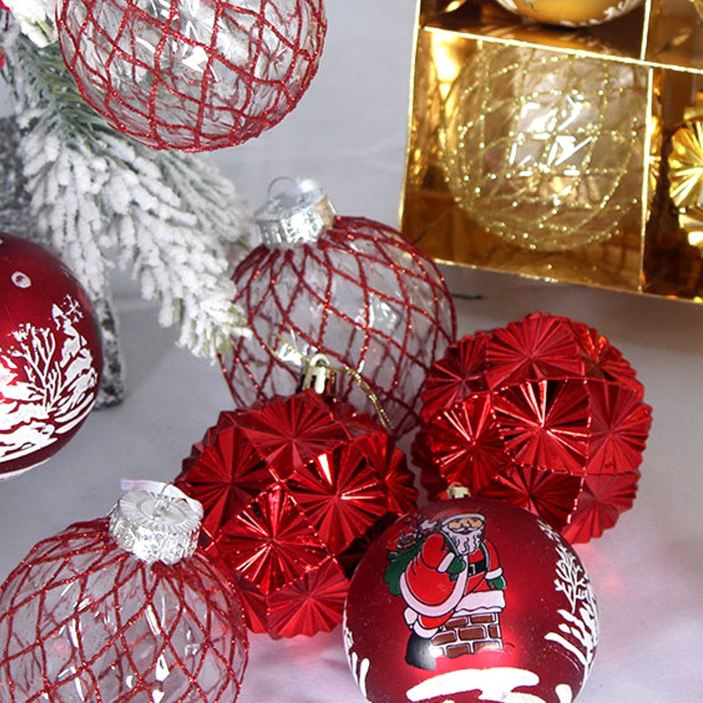 9Pcs Christmas Tree Hanging Balls Decorations Baubles Party Ornaments - Red