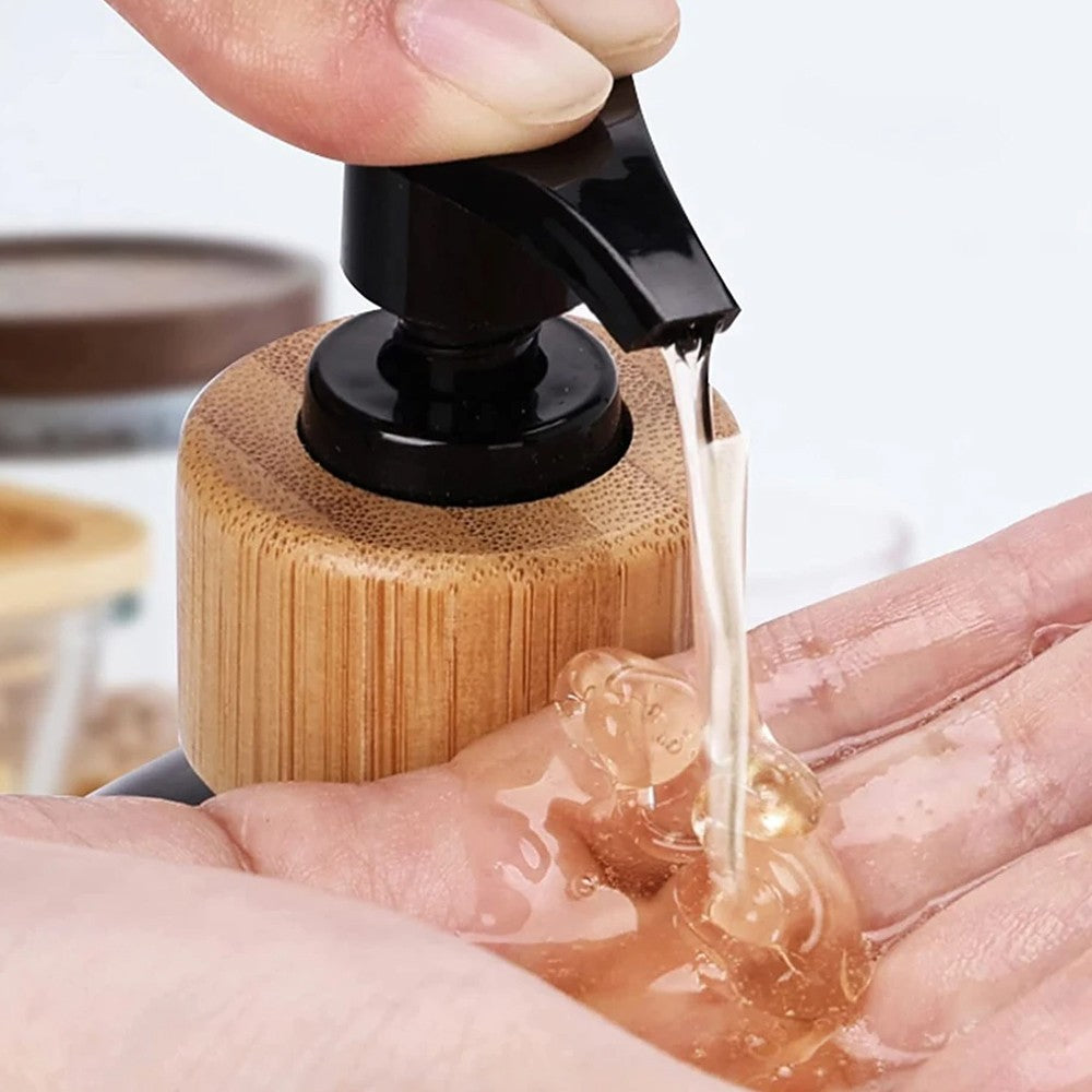 Refillable Empty Pump Bottle Shampoo Container with 24 Pieces Label Set - Black