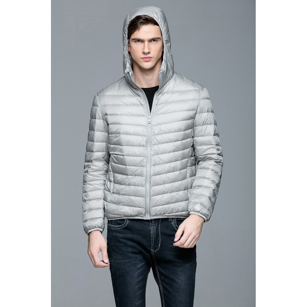 Mens Hooded Warm Jacket K-6007 Lightgrey