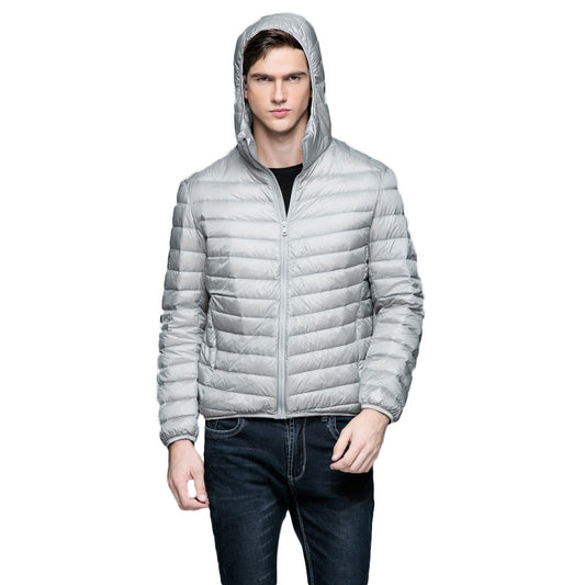 Mens Hooded Warm Jacket K-6007 Lightgrey
