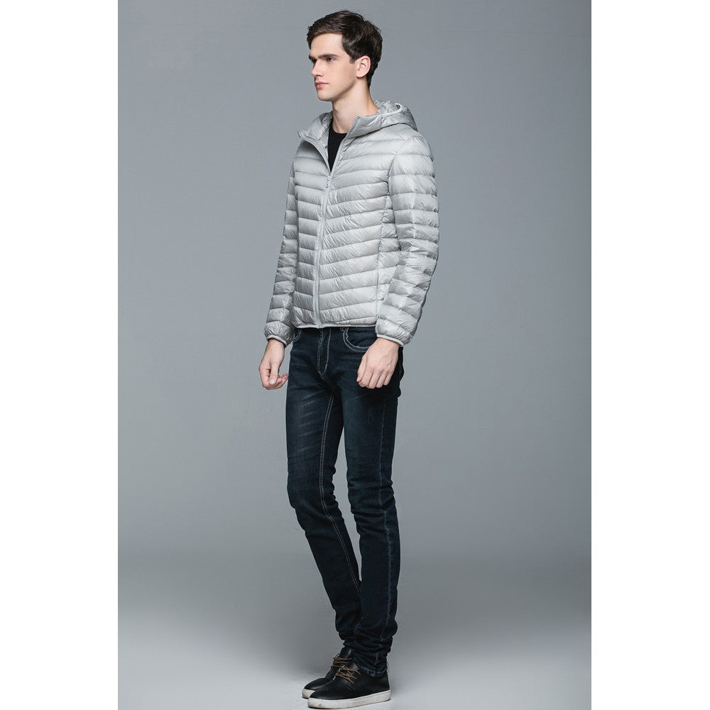 Mens Hooded Warm Jacket K-6007 Lightgrey