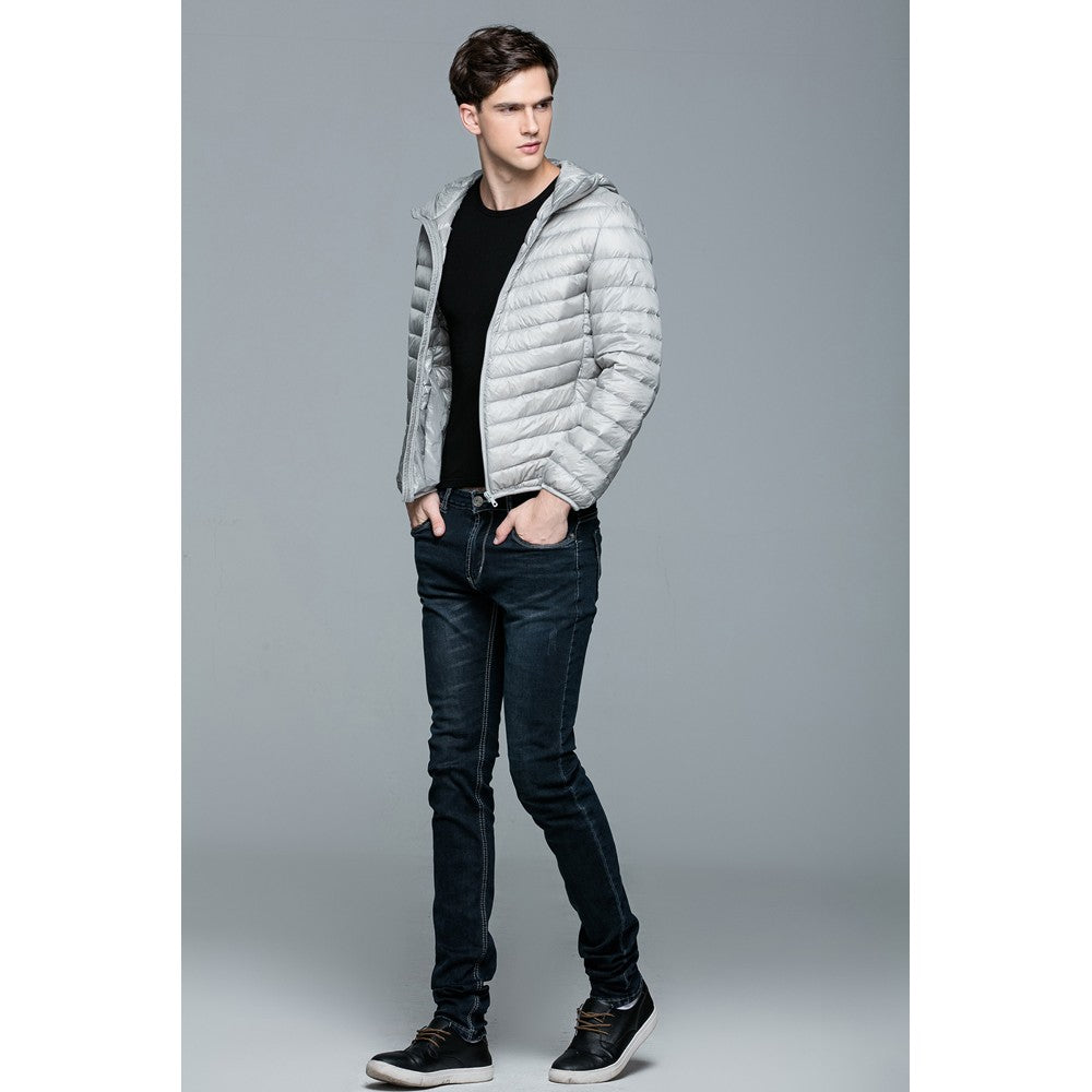 Mens Hooded Warm Jacket K-6007 Lightgrey