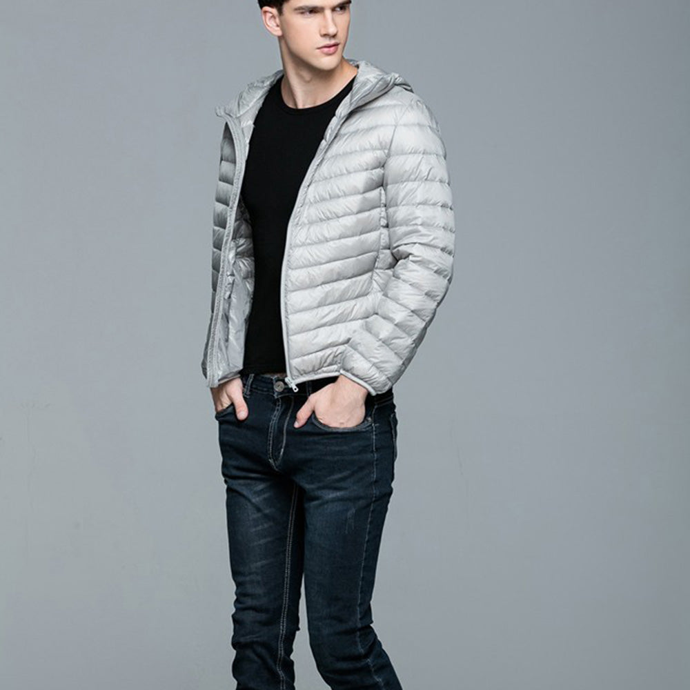 Mens Hooded Warm Jacket K-6007 Lightgrey