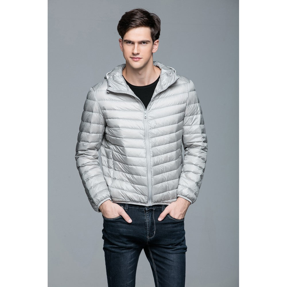 Mens Hooded Warm Jacket K-6007 Lightgrey
