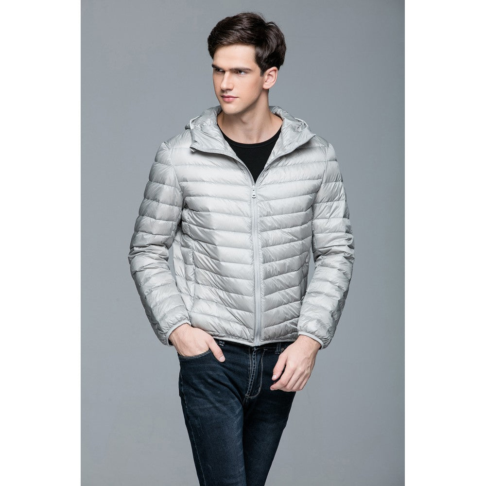 Mens Hooded Warm Jacket K-6007 Lightgrey