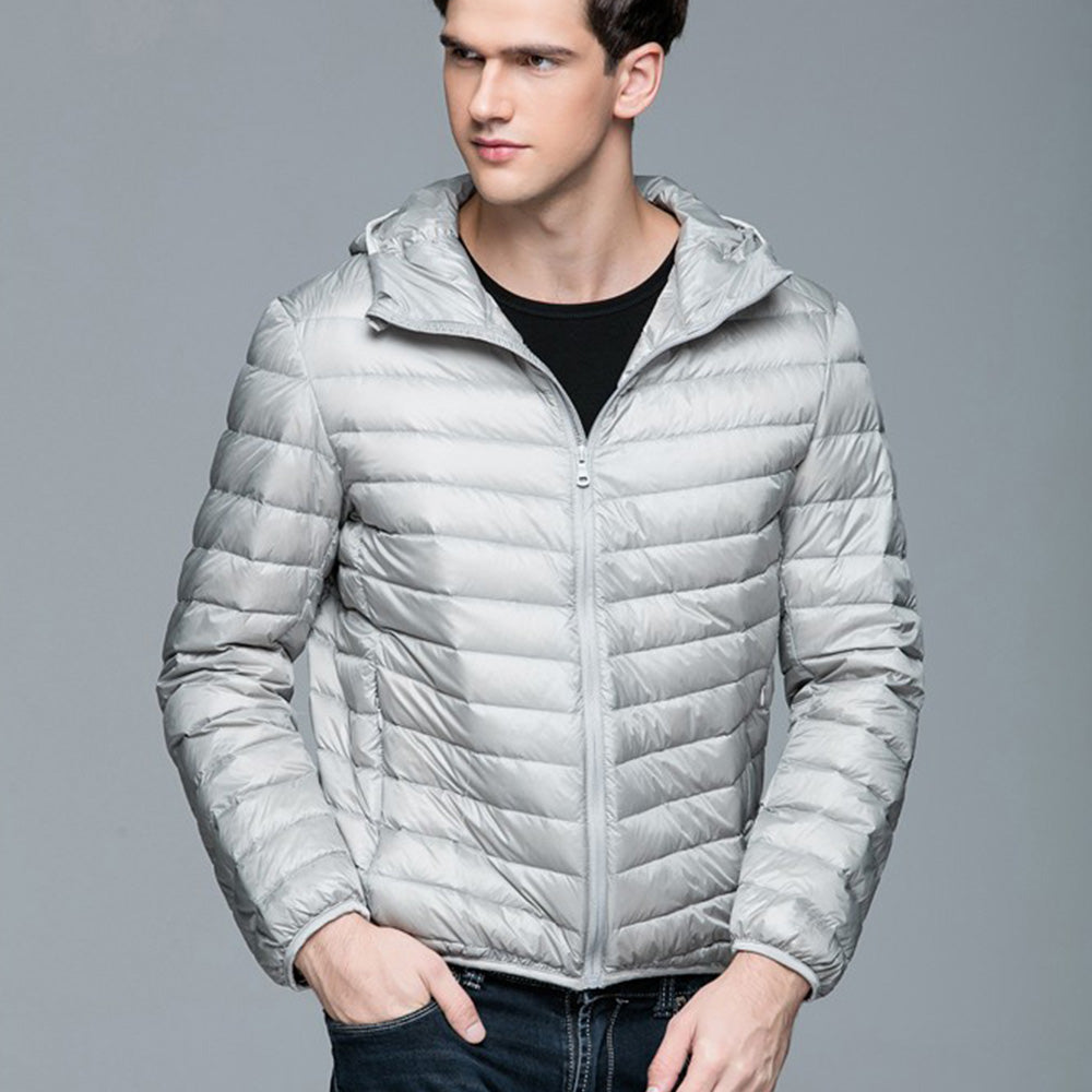 Mens Hooded Warm Jacket K-6007 Lightgrey