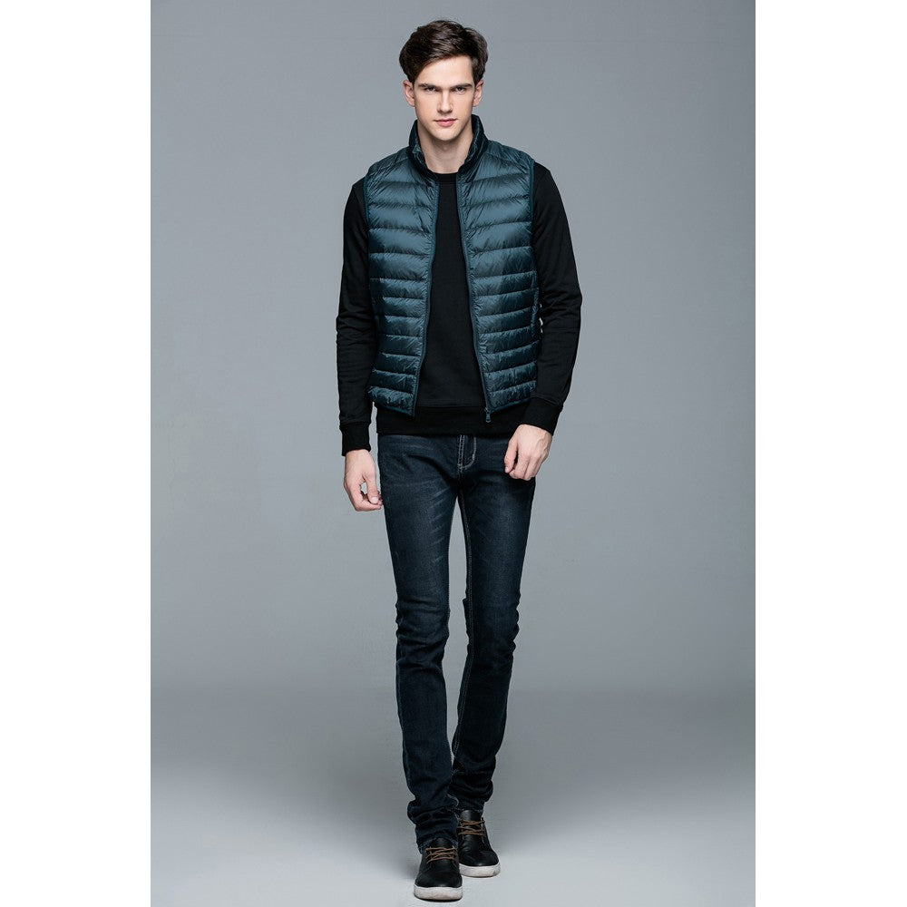 Mens Stand-up Collar Vest K-6005 Bluish-green