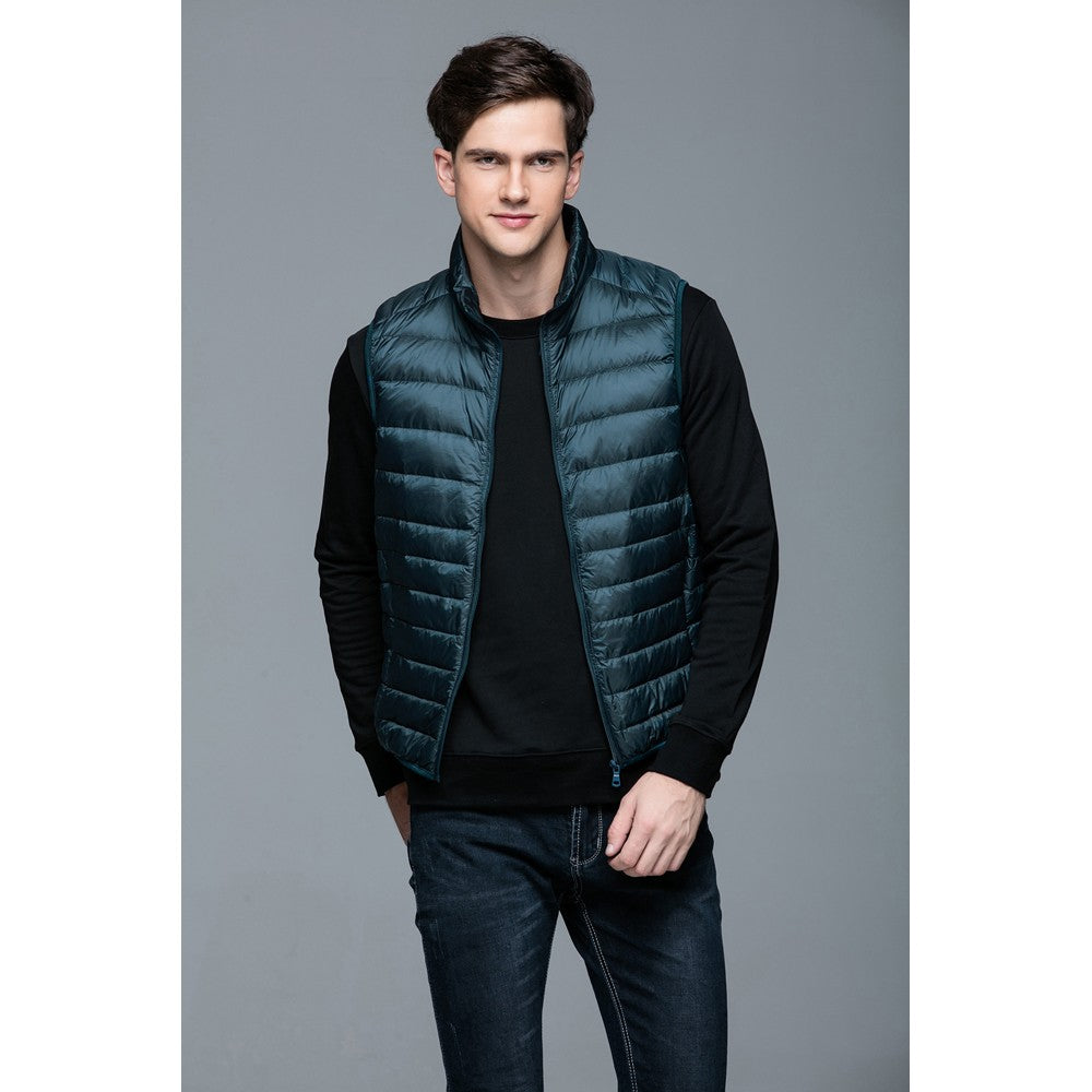 Mens Stand-up Collar Vest K-6005 Bluish-green