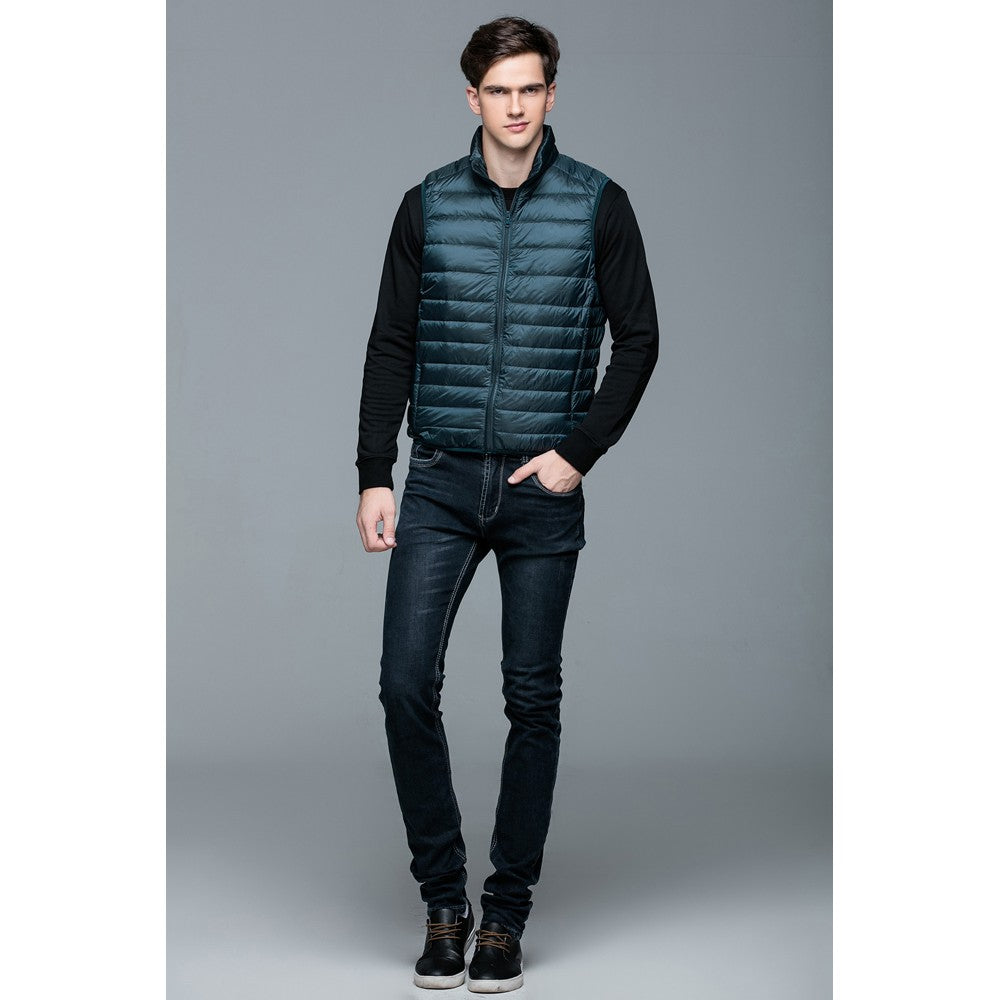 Mens Stand-up Collar Vest K-6005 Bluish-green