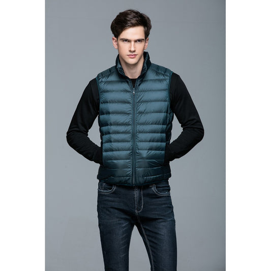 Mens Stand-up Collar Vest K-6005 Bluish-green