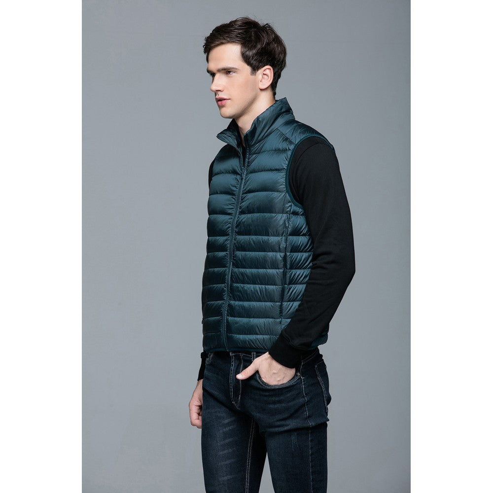 Mens Stand-up Collar Vest K-6005 Bluish-green