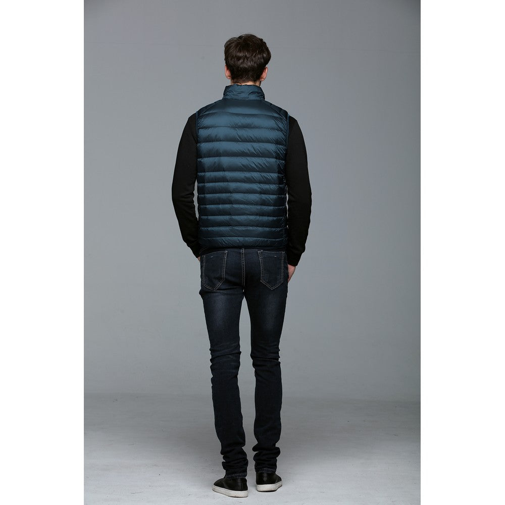 Mens Stand-up Collar Vest K-6005 Bluish-green