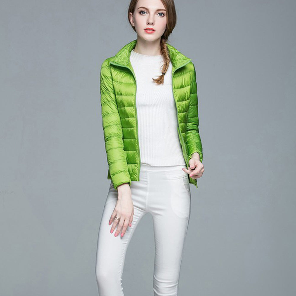 Womens Stand-up Collar Jacket K-6002 Green