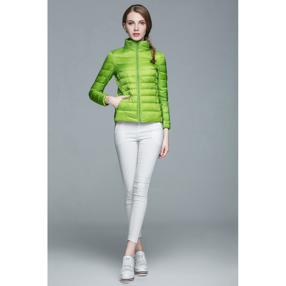 Womens Stand-up Collar Jacket K-6002 Green