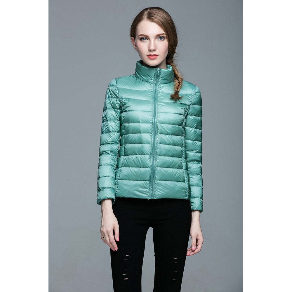 Womens Stand-up Collar Jacket K-6002 Bluish-green
