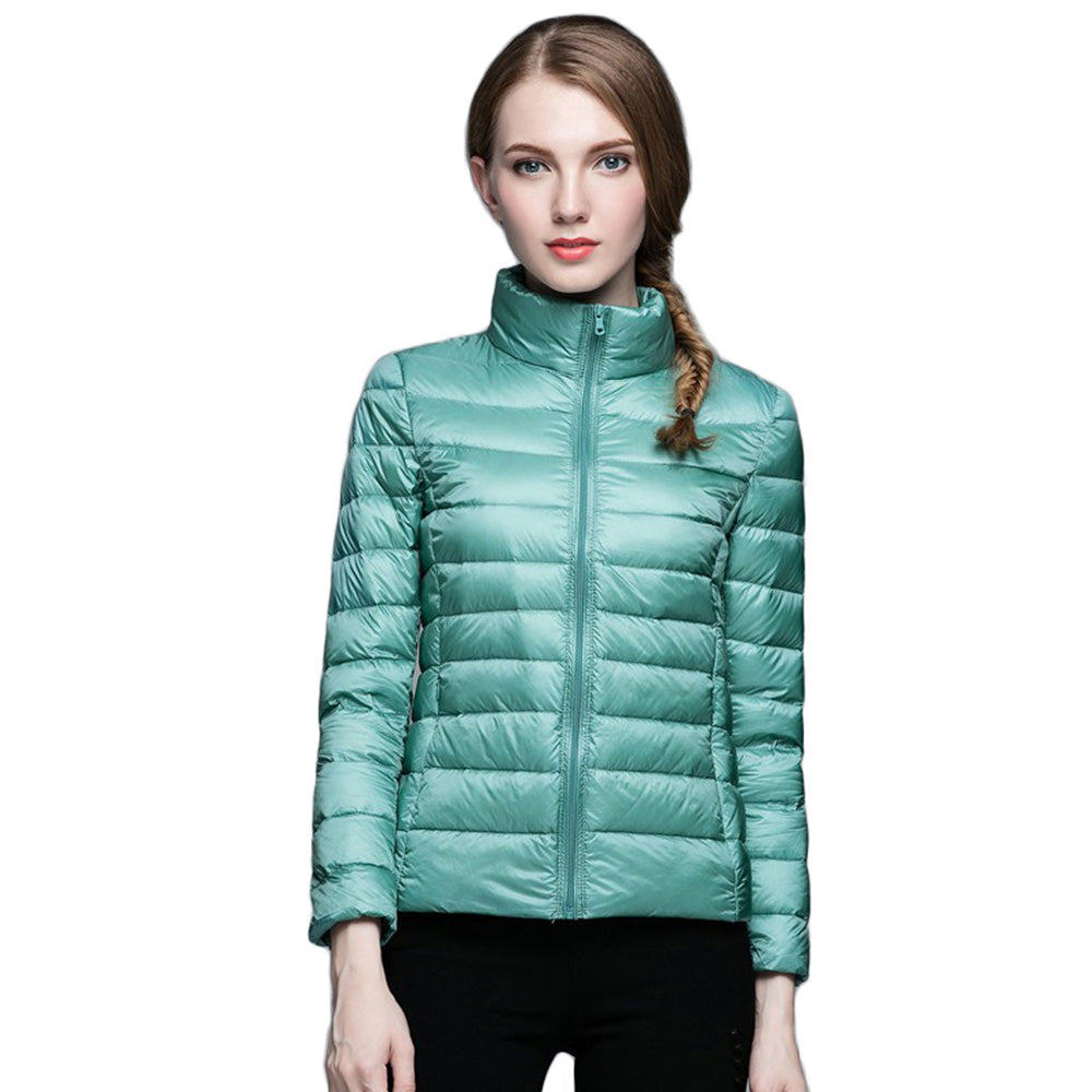 Womens Stand-up Collar Jacket K-6002 Bluish-green