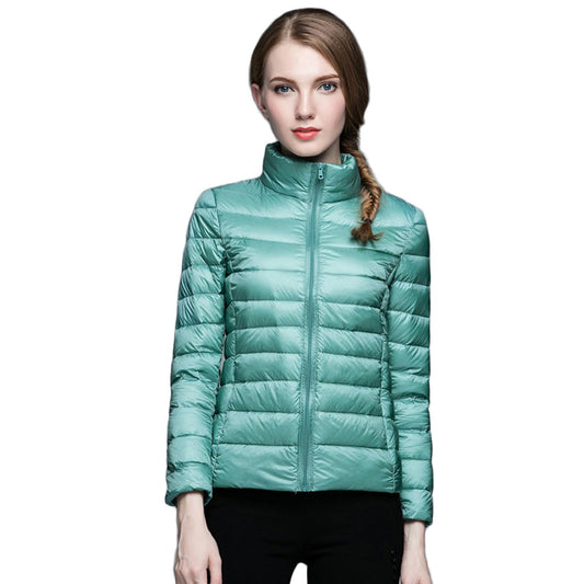 Womens Stand-up Collar Jacket K-6002 Bluish-green