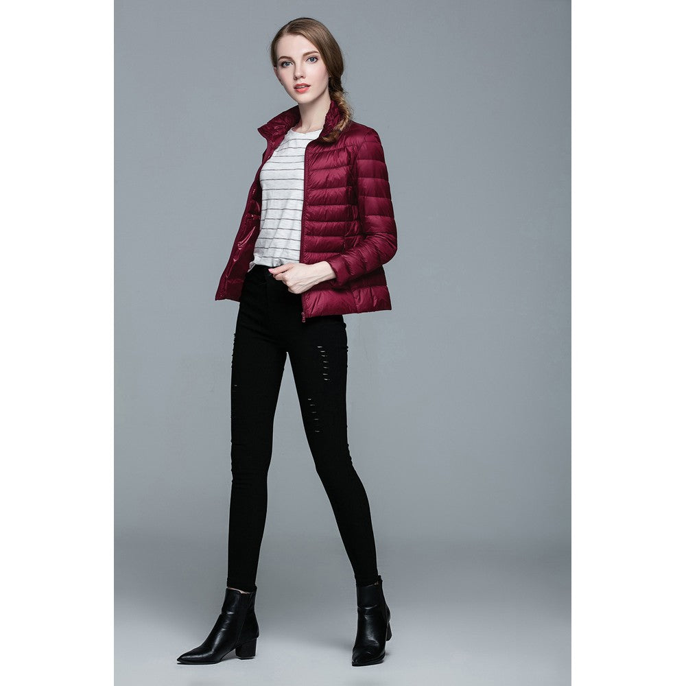 Womens Stand-up Collar Jacket K-6002 Winered