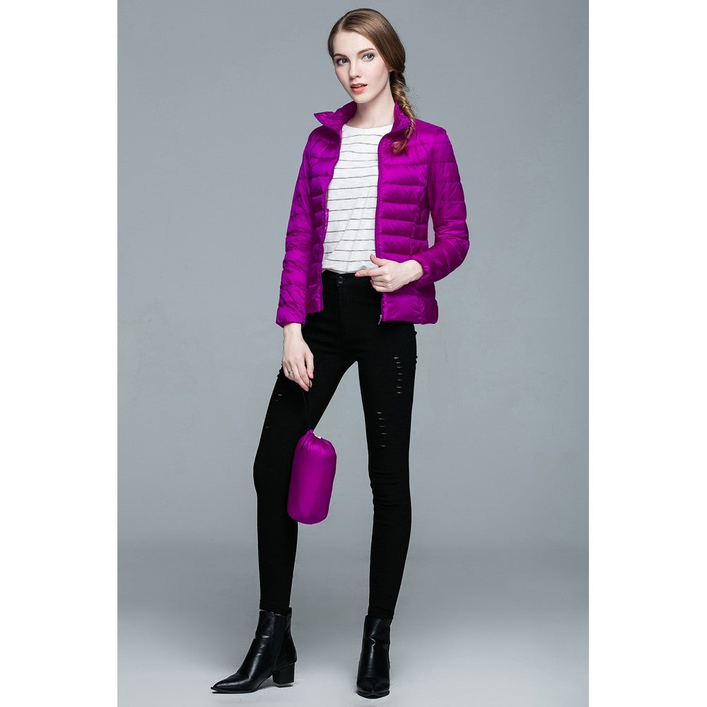 Womens Stand-up Collar Jacket K-6002 Purple