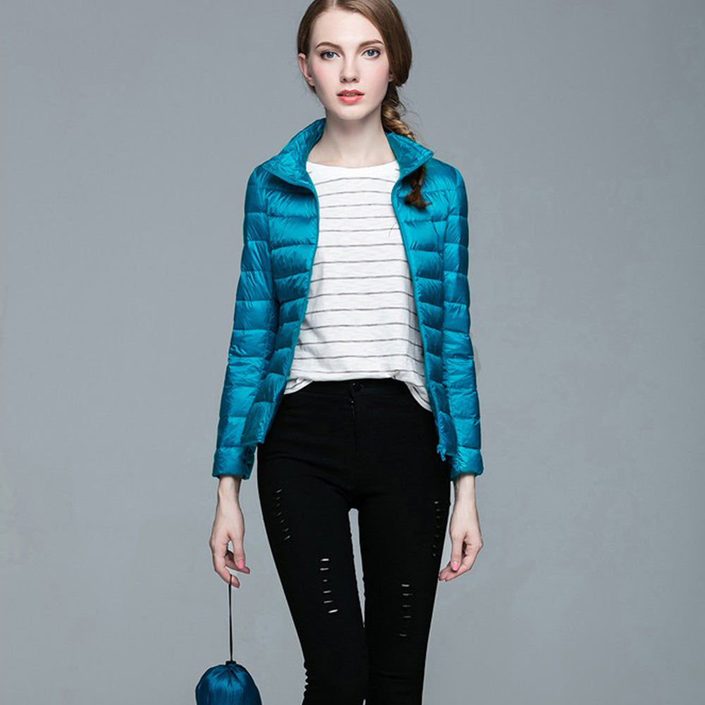 Womens Stand-up Collar Jacket K-6002 Blue