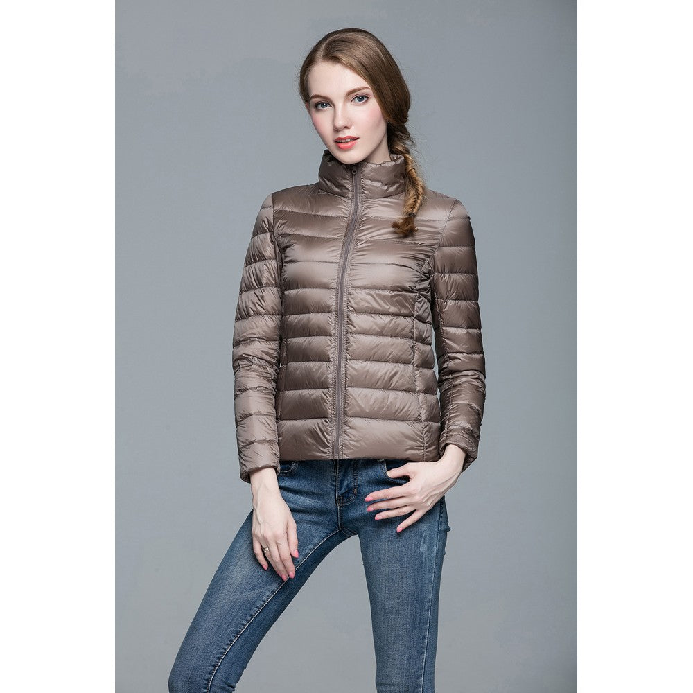 Womens Stand-up Collar Jacket K-6002 Coffee