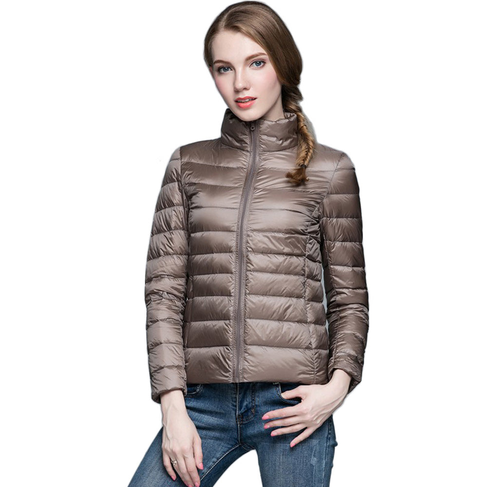 Womens Stand-up Collar Jacket K-6002 Coffee