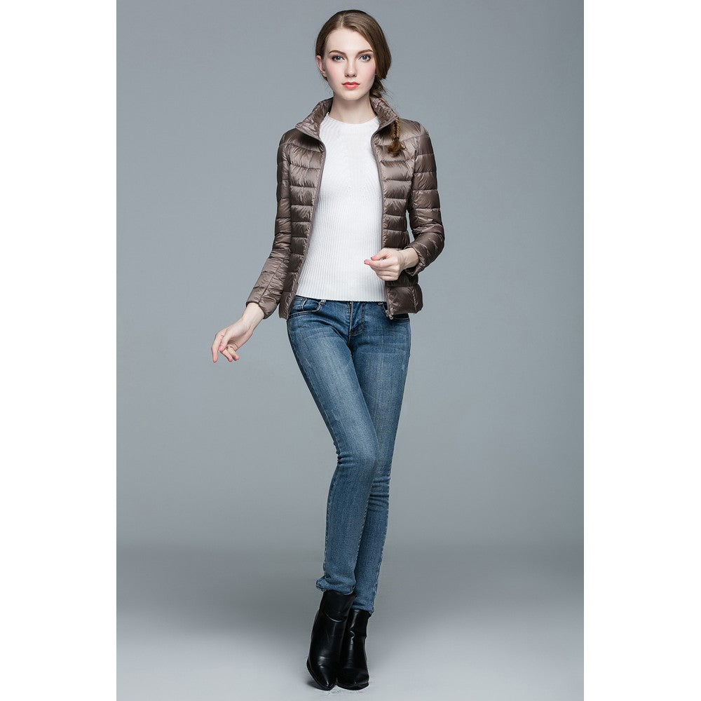 Womens Stand-up Collar Jacket K-6002 Coffee