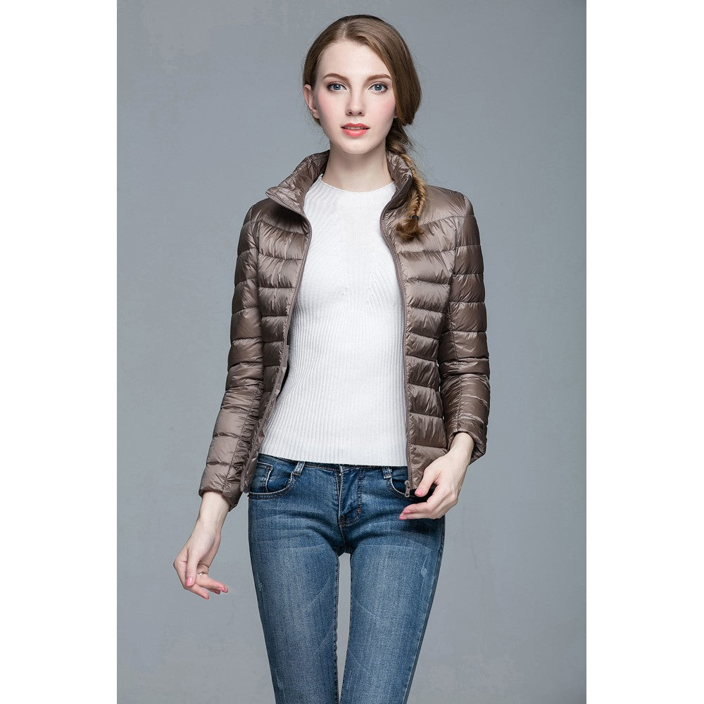 Womens Stand-up Collar Jacket K-6002 Coffee
