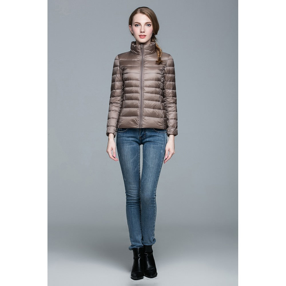Womens Stand-up Collar Jacket K-6002 Coffee