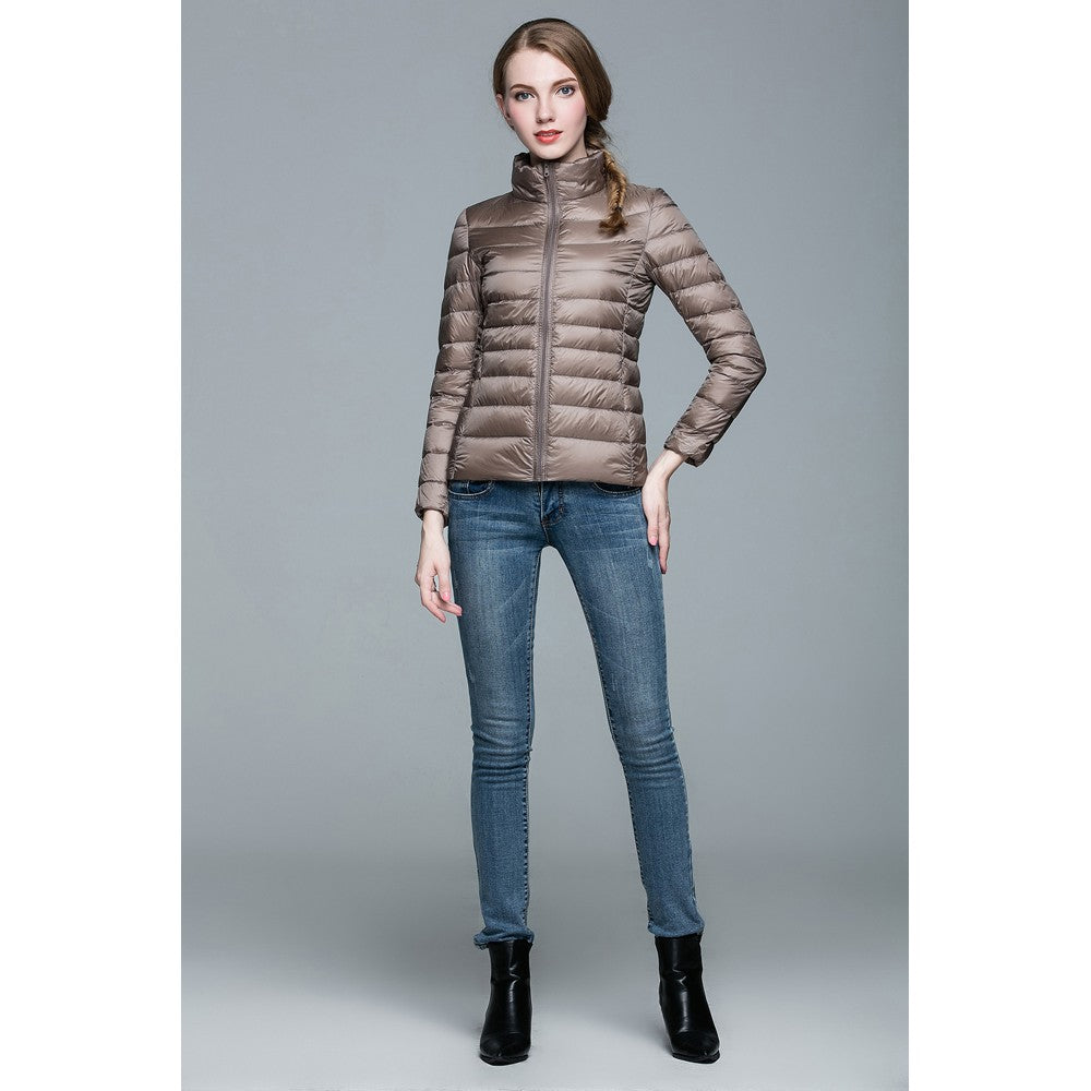 Womens Stand-up Collar Jacket K-6002 Coffee